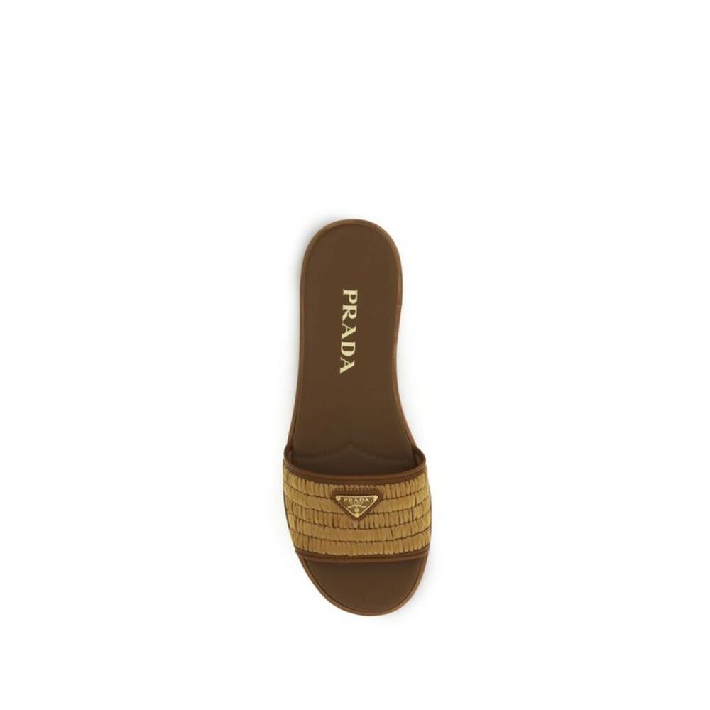 Prada Brown Raffia Women's Slippers - Picture 4 of 4